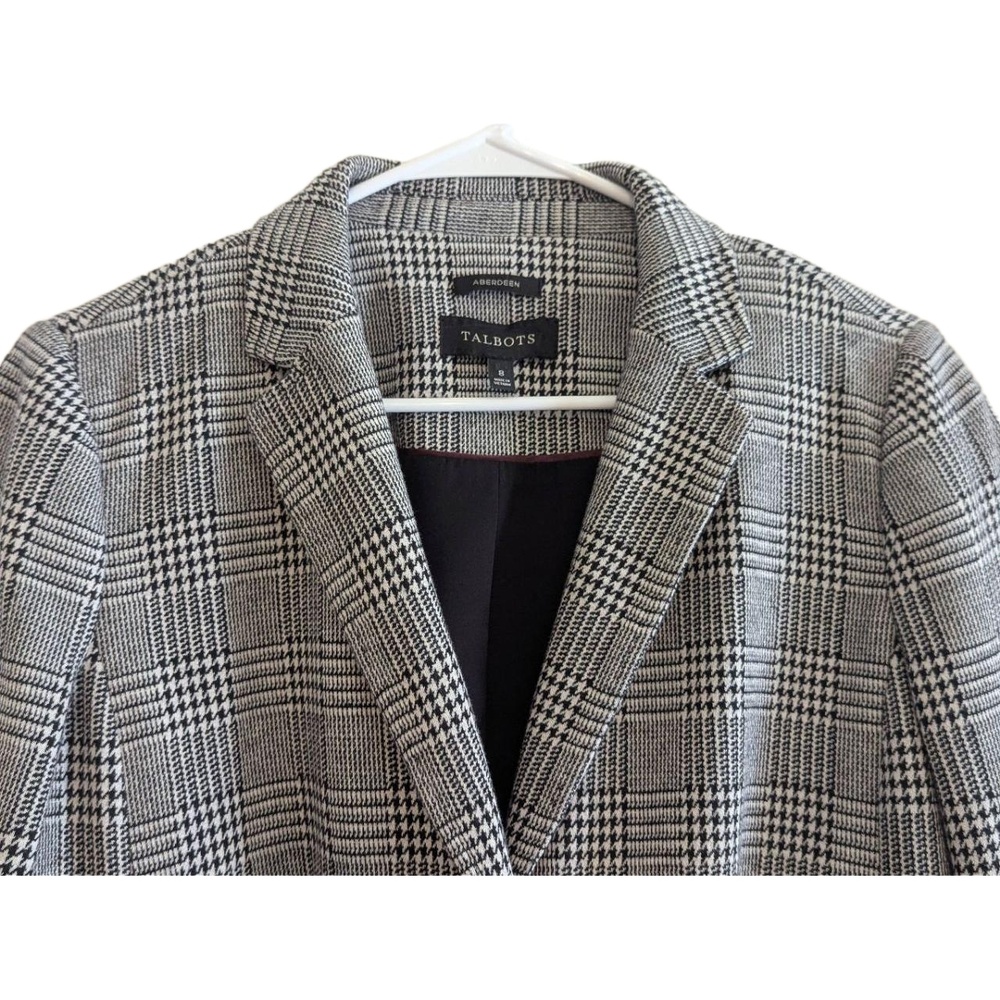 Talbots Houndstooth Blazer Women's 8 Black White Tailored Office Jacket Classic - Picture 4 of 16